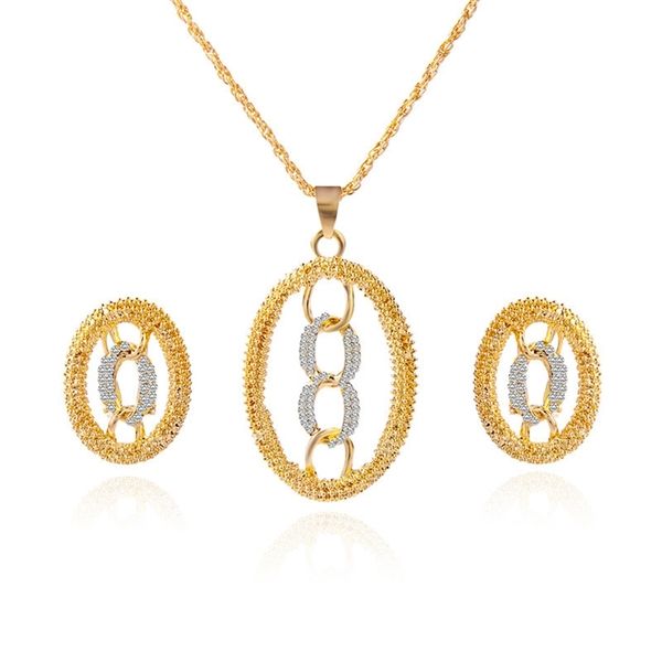 

tshou218 fashion gold earrings necklace oval women set 201222, Slivery;crystal
