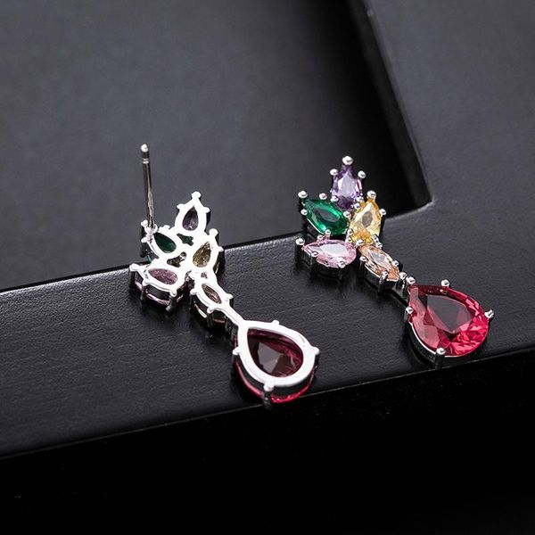 

dangle & chandelier yanmei cz geometrische stud oorbellen voor vrouwen halve cirkel kristal de wiel oorbel luxe pendientes accessoires, Silver