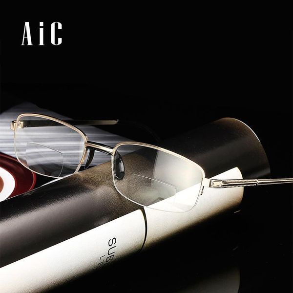 

sunglasses aic 2021 multifocal multifocus multi focus rimless reading glasses men women dioptric frame presbyopic, White;black