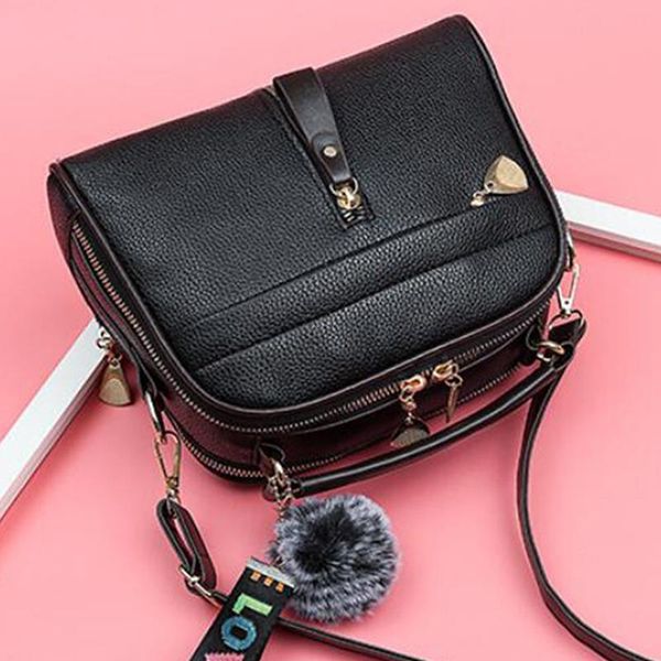 

new sweet pu bag ladies leather fashion handbags messenger shoulder bag solid color
