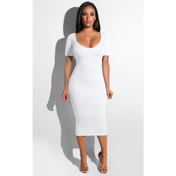 

ladies solid color splicing dress fashion trend short sleeve backless hollow midi skirt designer female autumn casual slim folds dress, Black;gray