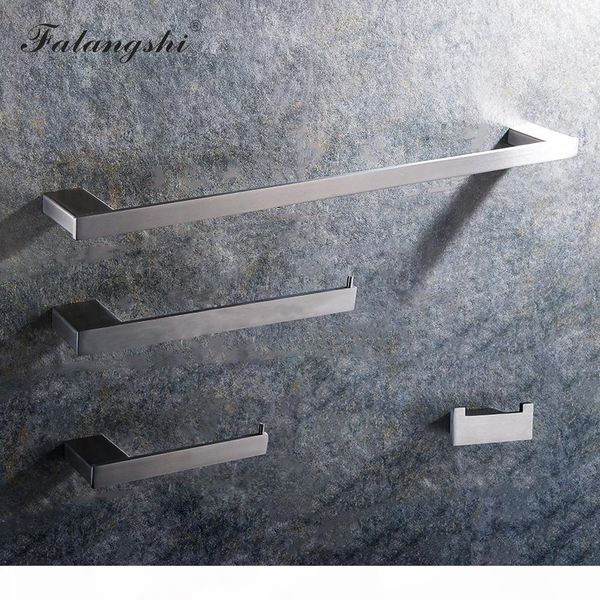 

304 stainless steel brush nickel bathroom hardware set robe hook toilet paper holder towel rail holder single towel bar wb8861 yxlwdx