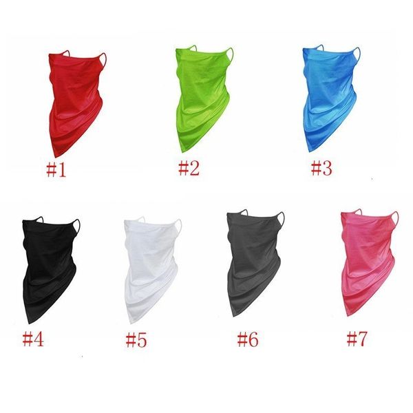 

triangle solid ice color mask silk mens and womens mesh breathable riding hanging ear magic scarf party masks iia413 gj6p#