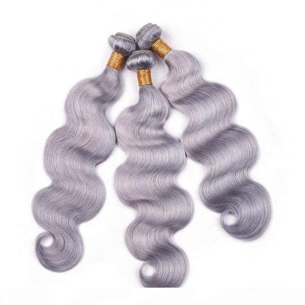 

ash grey human hair bundles 100g bundle 3 bundles lot remy hair extensions grey color, Black