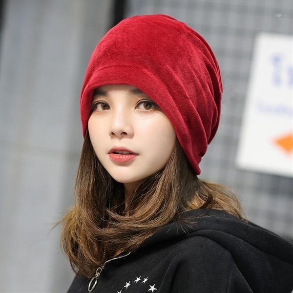 

beanies casual winter velvet warm slouch hip hop hats for women solid baggy skullies hat female fashion cap1