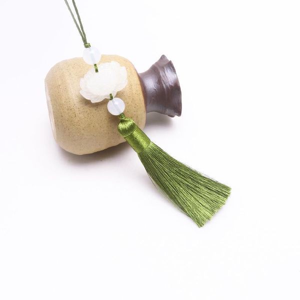 

2pcs white jade lotus tassel fringe diy garments materials key bag phone bookmark tassel pendant hand make embellissements craft h qyljmq