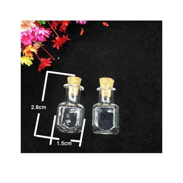 

10pcs/lot cube mini empty wishing bottle vial pendants perfume essential oil cork plug glass hand-blown jewelry sqcqrb, Black