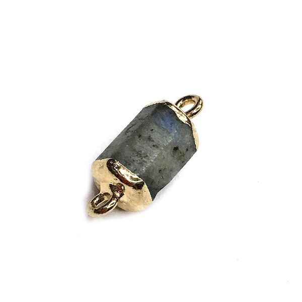 

10 pcs trendy hexagon column connector labradorite stone pendant for gift blue turquoise gold plated jewelry, Silver