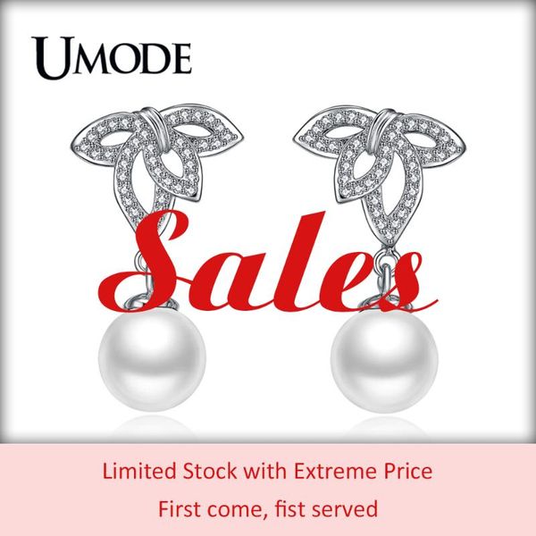 

dangle & chandelier umode sales extreme price fashion white pearl drop earrings for women limited stock paved cz zircon earring jewelry, Silver