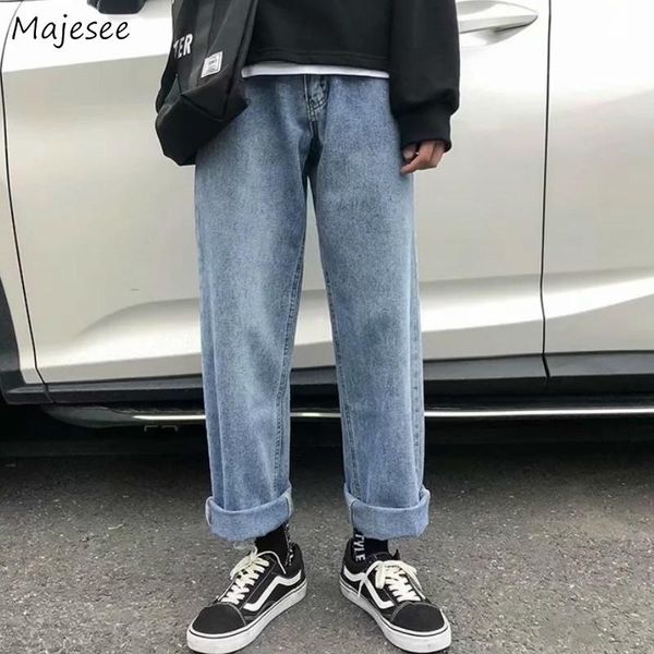 

men jeans plus size 3xl straight ankle-length vintage pockets zipper autumn streetwear all-match ulzzang trendy casual loose, Blue