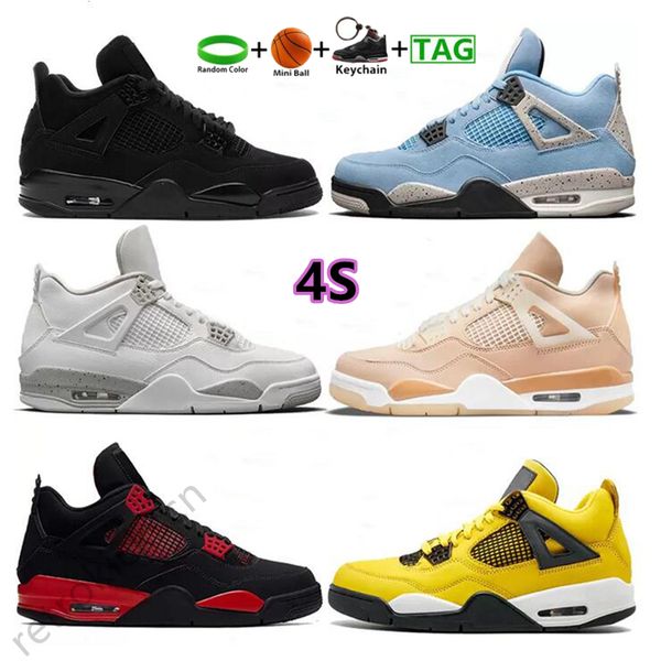

high mens 4 black cat university blue bred 4s basketball shoes white oreo shimmer fire red thunder metallic purple paris men women designer