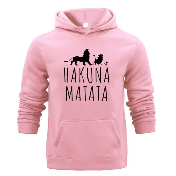 

man's spring autumn hakuna matata european and american clutch fleece hoodie, Black