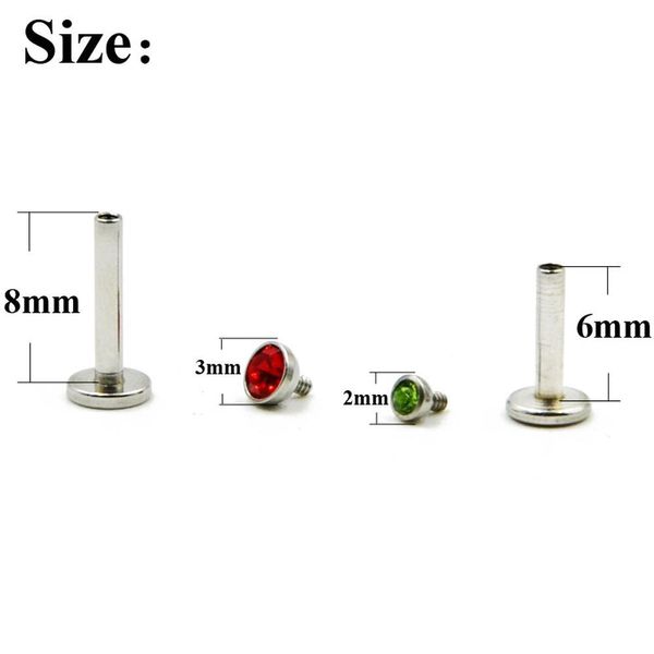 

bog-1pc surgical steel internally threaded zircon prong lip stud ear cartilage tragus helix piercing stud ring 16g body jewelry q jlloia, Silver
