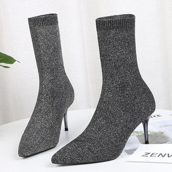 

women stiletto boots ladies autumn and winter socks boots ladies  cm 9 cm high heel pointed toe dropshipping1, Black