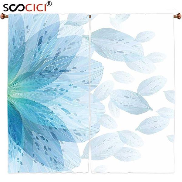 

curtain & drapes window curtains treatments 2 panels,floral round pattern of blue flower petals spring season nature theme artwork light blu