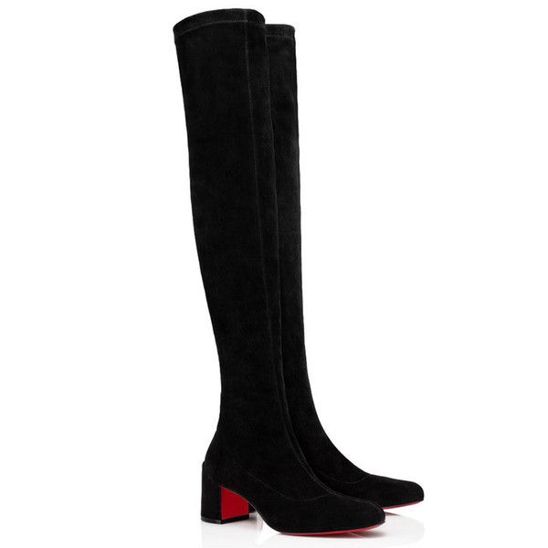 

winter women boots luxurious brand red bottom tall boot karitube black sheeskin calfskin genuine leather over-knee boot wedding party dress