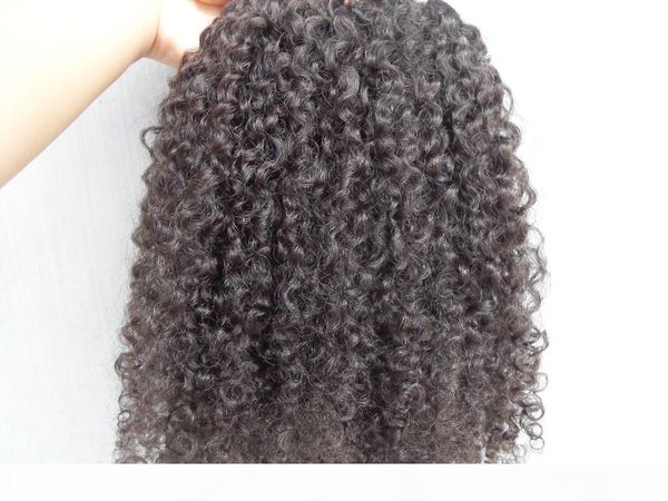 

brazilian human virgin hair extensions 9 pieces clip in hair kinky curly hair style dark brown natural black color