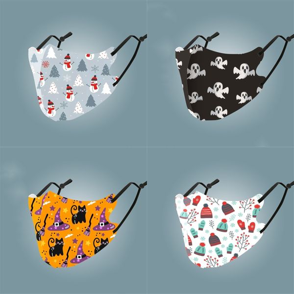 

cartoon mask full print washable mouth masks ice silk anti dust masks breathing face mask cover#406, Black