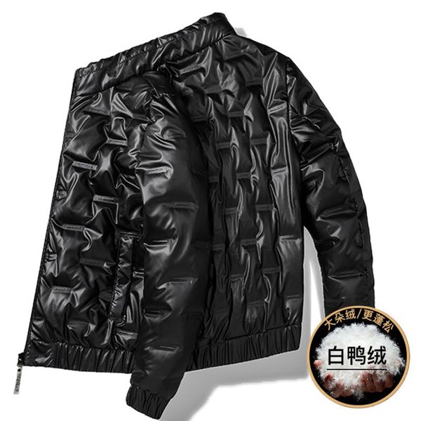 

Down men's autumn winter new Korean fashion coat hooded warm and light short bright cotton padded et men, Black