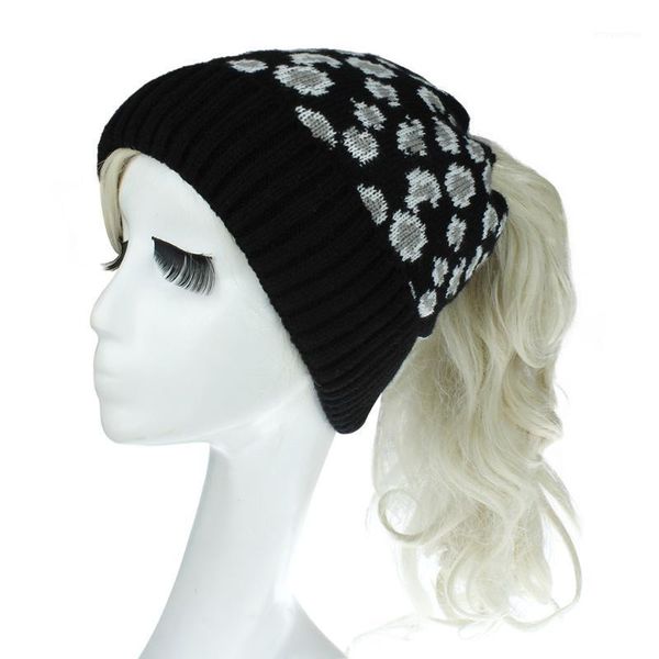 

2020 new fashion leopard women winter hats outdoor warm wool knitted hat soft elastic ladies caps for ladies1, Blue;gray
