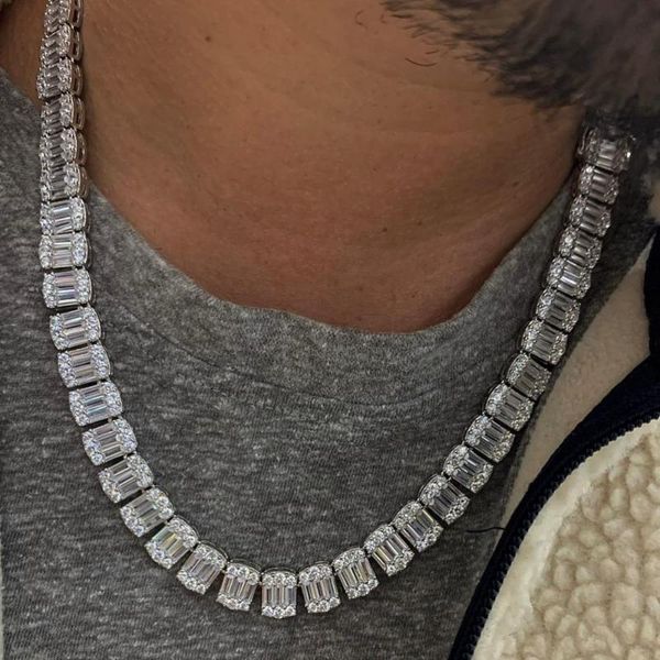 

2020 игристые побрякушки багет cz теннис цепи кластера чокеровщик замороженный из хип-хоп ожерелье для женщин тяжелых роскошных свадебных ук, Golden;silver