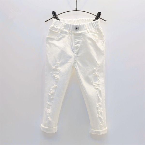

baby boy white denim jeans pants spring autumn children's ripped trousers kids broken pants solid toddler leggings 2-7 years 220312, Blue