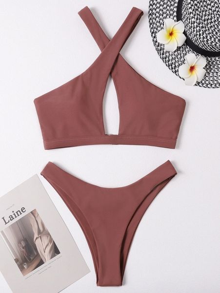 

criss cross high cut bikini swimsuit z0lc#, White;black