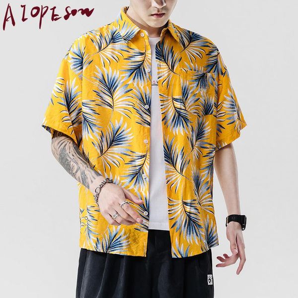 

2020 summer new shirt mens beachwear fashion loose and comfortable oversize contrast color five-point sleeve shirt mens casual, White;black
