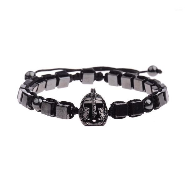 

charm men cz copper helmet bracelets & bangles homme handmade trendy square hematite beads bracelet dropshipping1, Black