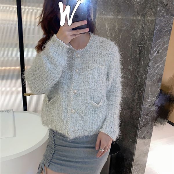 

2021 new pearl bright, elegant fashions... fall... cardigan winter... woman's clothes vintage... 9fot, White;black