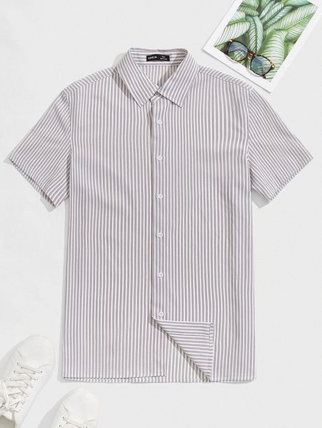 

men striped button front shirt y7jb#, White;black