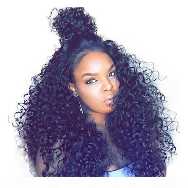 

вьющиеся полный кружевной парик предварительно сорванный с детским волосами малайзийские парики для волос для женщин долаго реми, натуральны, Black;brown