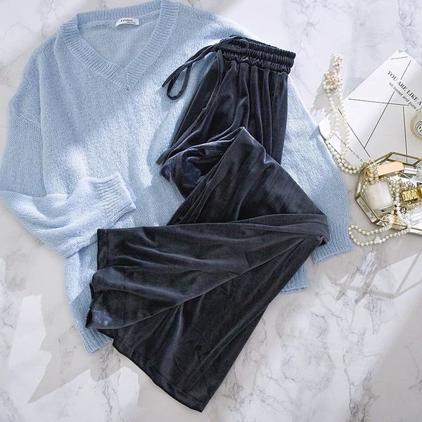 

2021 new lace up woman harajuku high waist wide leg winter ladies pants autumn warm black trousers women plus size g8oe, Black;white