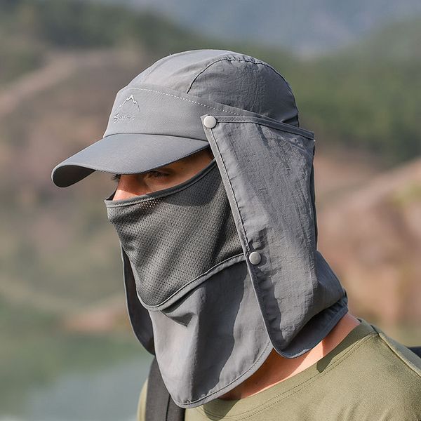 

multifunctional sunshade hat outdoor fishing hats men's sunscreen caps summer quick drying cap baseball hat men, Blue;gray