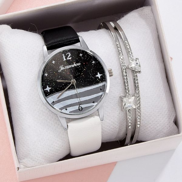 

luxury fashion starry sky dial quartz watches for women stylish luxury bracelet watch ladies dress creative clock watches relojes mujer fash, Slivery;brown
