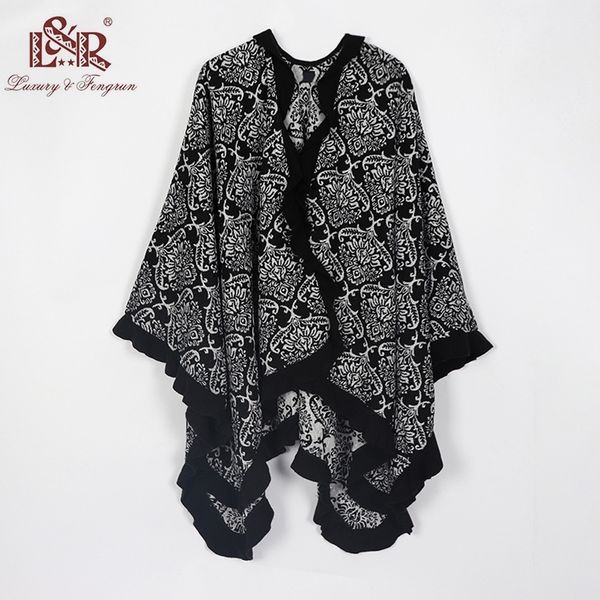 

leopard print poncho winter cashmere women pomcho scarf female wool poncho and capes foulard shawl lic scarf echarpe sjaal y200103, Blue;gray
