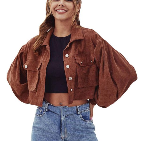 

women jacke large size women's long sleeve solid color button jacket coat outwear women's winter jacket, Black;brown