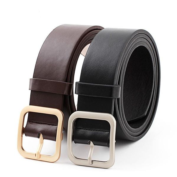 

2020 punk women pu leather belt black brown pin buckle waist belt designer brand trouser for women female jeans waistband