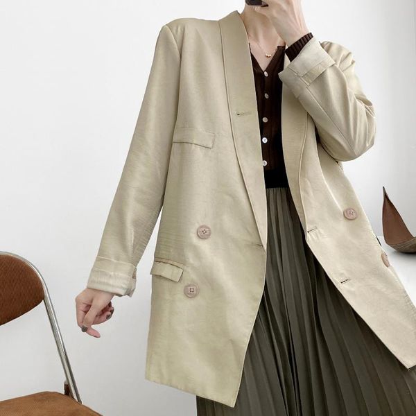 

2021 women coat autumn new solid color suit collar small suit jacket, White;black