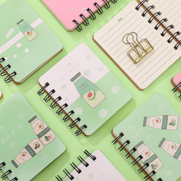 

1 pcs cute mini fruit avocado peach milk bottle pocket portable spiral notebooks notepad diary planner school office stationery1, Purple;pink