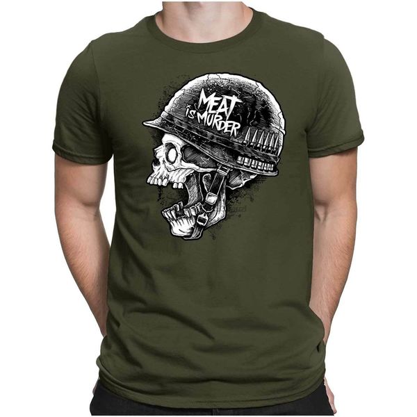 

meat is murder herren fun t-shirt - war krieg vietnam rock hard - papayana adults casual tee shirt sport hooded sweatshirt hoodie