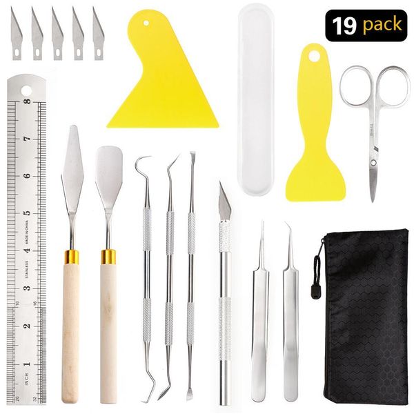 

19 pieces craft vinyl weeding tools set basic vinyl tool kit for weeding vinyl silhouettes cameos lettering 1019