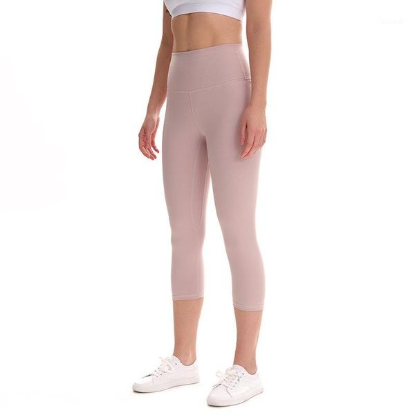 

2020 summer new high waist tight yoga pants female gym running leggings comfortable sweat-wicking fitness leggings capri pants1, White;red
