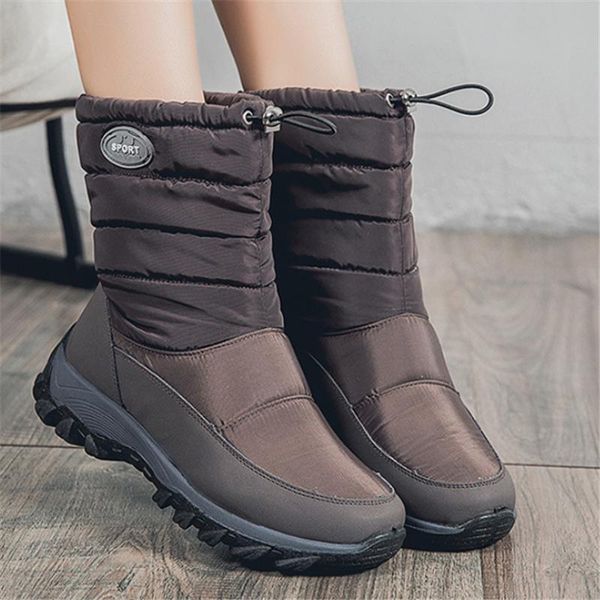 

зимние ботинки зимы женщин снега сапоги клинья теплые меха женская обувь большого размера женщина голеностопного обувь chaussures q74, Black