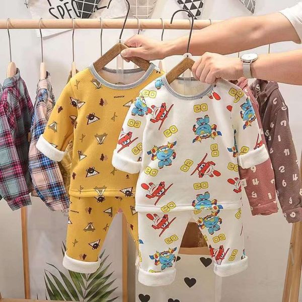 

cloth autumn winter plush warm thickened and children's pajamas home wear two piece set 1688 jdmm, Blue;red