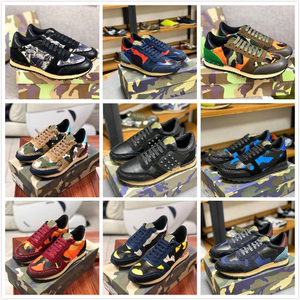 

womens mens studded leather suede shoes camo camouflage sneakers studded rockrunner casual trainers walking shoes sneakers