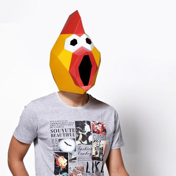 

costume shrilling chicken 2021cosplay diy paper 3d craft model mask christmas halloween prom party gift