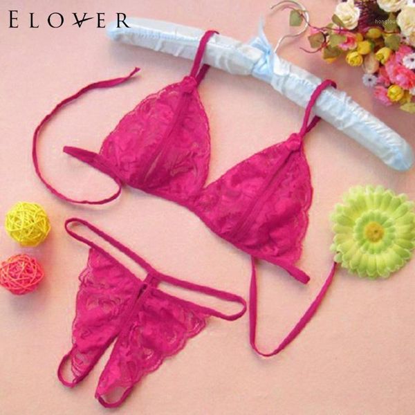 

elover lingerie set women's pajamas erotic underwear women lace floral bow tie back lace up lingerie pajamas set1, Red;black