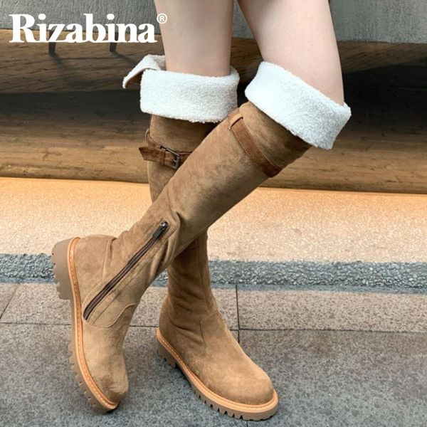 

rizabina женщины snow boots натуральная кожа теплый плюшевые меха зимняя обувь женщина за колено сапоги мода теплый длинные загрузочный женщ, Black