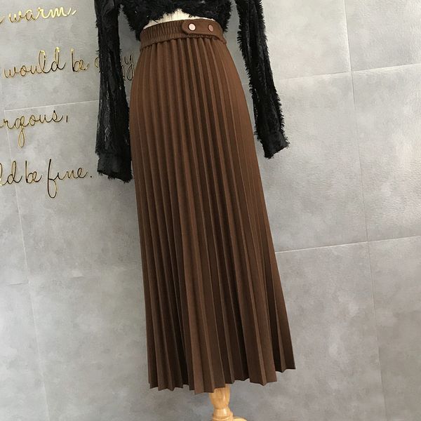 

show thin cloth pleated skirt female elastic waist drape qiu dong joker bust skirt black work temperament y1214